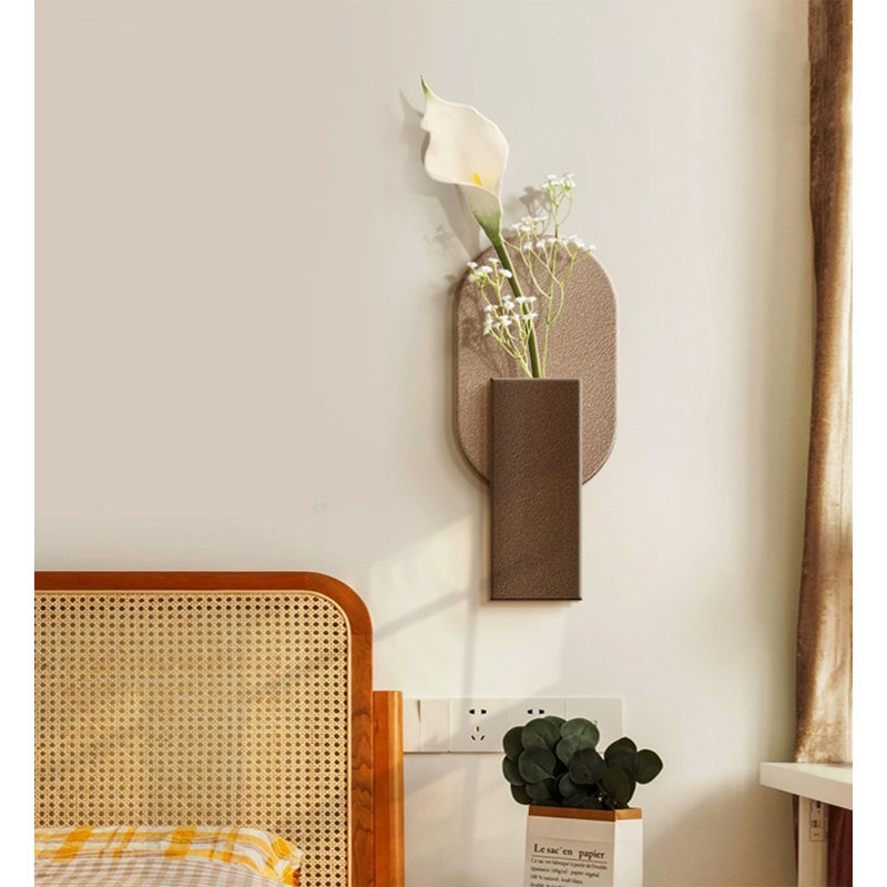 Décoration murale en grès crème avec verdure, H 13,78 po x l 5,91 po x P 1,57 po, Brun