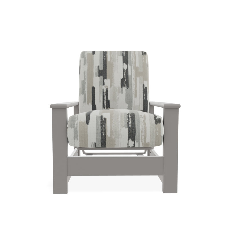 Leeward Marine Grade Polymer Deep Seating Cushion Arm Chair with Hidden Motion, Warm Gray, Dreamscape Seaglass