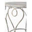 Table d'appoint ronde 26 po x 26 po x 30 po en fer au fini argent patiné, table de bout décorative avec pieds torsadés French Country