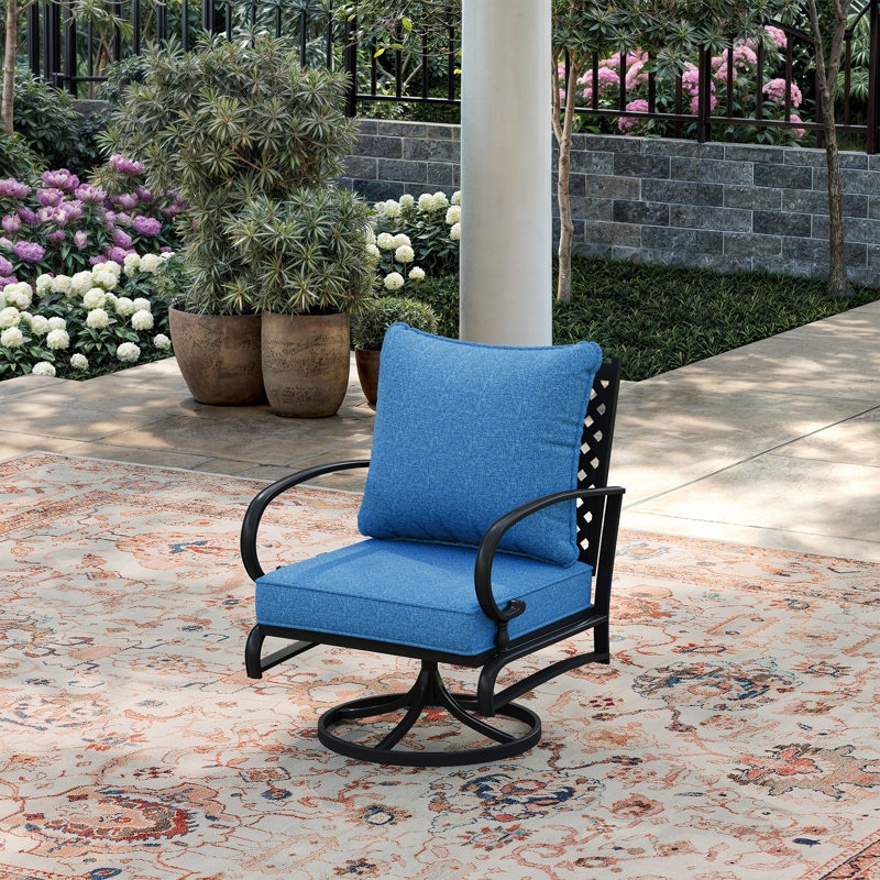 Chaise longue d'extérieur pivotante en métal Bular, Marine