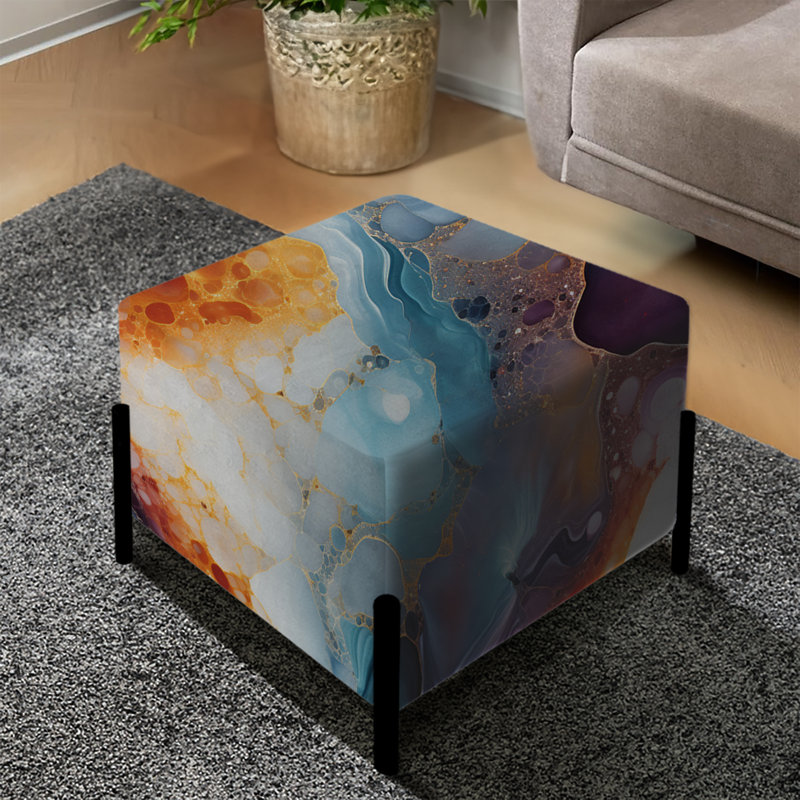 Orange Galactic Dreams Marble Dreams - Repose-pieds carré en marbre