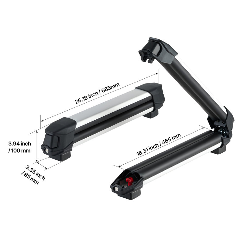 Ski & Snowboard Roof Rack, Carry up to 4 Pairs of Skis or 2 Snowboards, 2 PCS Aluminum Universal Car Roof Rack with Lock & Rubber Padding, Carrier for Fishing Rod, Fit Most Slotted Crossbars