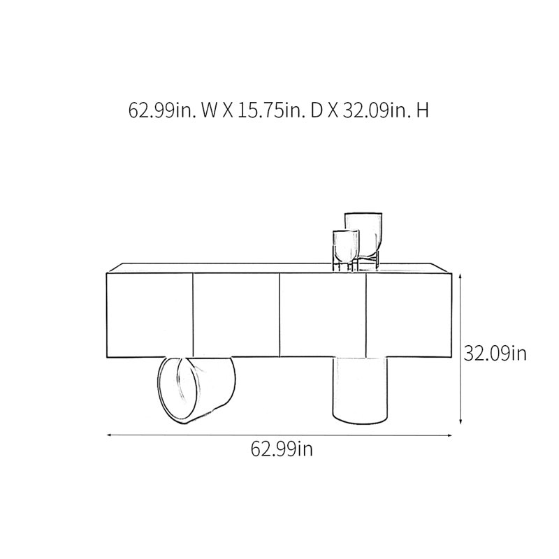 Lindell, 32.09" H x 62.99" W x 15.75" D, Blue