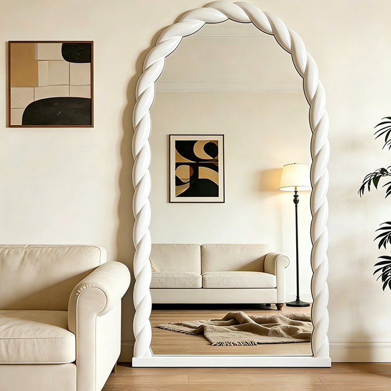 70,87 "miroir en verre arqué blanc, H 70,87 po x l 31,5 po x P 1,18 po, Blanc