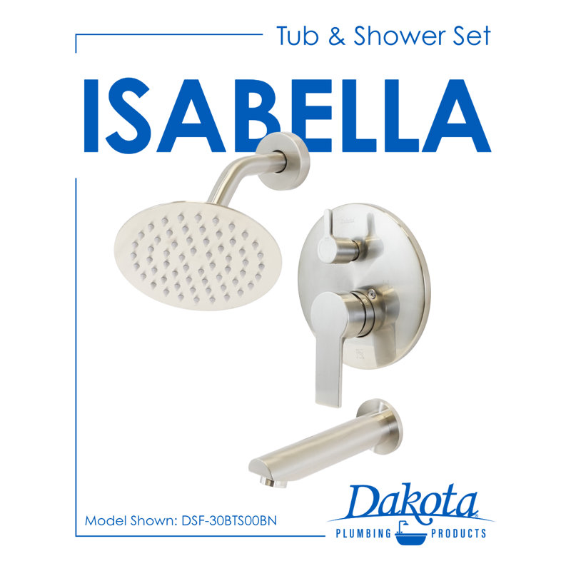 Ensemble de baignoire et douche mural Dakota Isabella - DSF-30BTS00, Nickel brossé