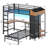 Bunk Bed with Desk and Hall Tree Storage& Charging Station, LED Metal Twin Bunk Beds with 5 Storage Drawers,Under-bed Storage Space,13.4'' Guardrail & Stairs-643917708