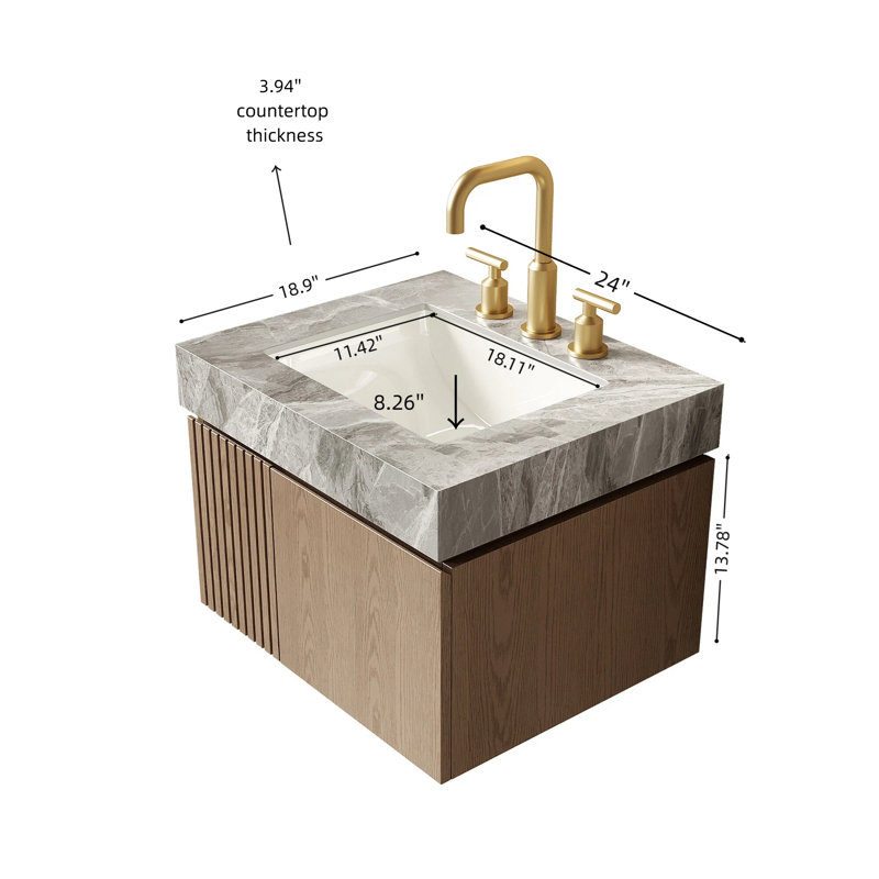 Meuble-lavabo de salle de bain, Light Gray, Light Brown, Widespread