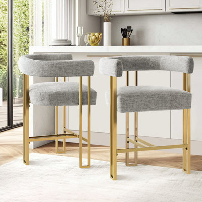 Tabouret de comptoir 25 po en chenille 25 po (ensemble de 2)
