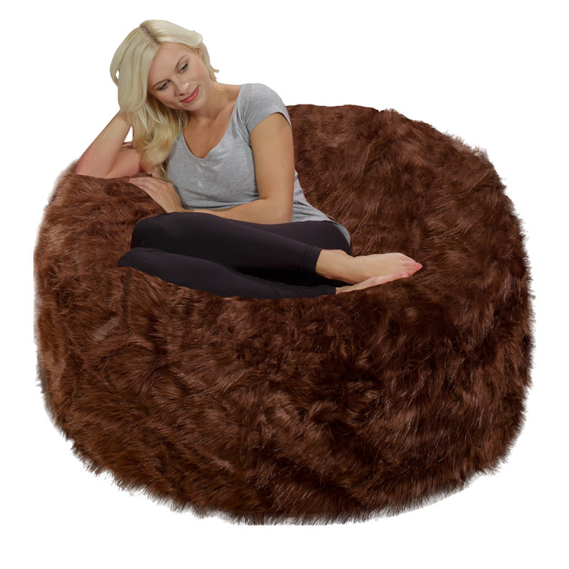 Bean Bag Chair - Giant Faux Fur Classic Memory Foam filled Furniture Bean Bag Pouf for Lounging, Reading, Gaming and Watching TV for Adults - Big Sofa with Plush, Ultra Soft Faux Long Fur Cover in Multiple Colors and Sizes