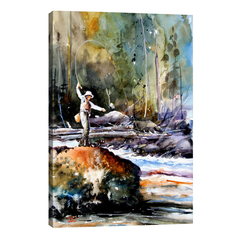 Fishing In The Wild by Dean Crouser - Wrapped Canvas Painting, 66.04 cm H x 45.72 cm W x 1.91 cm D