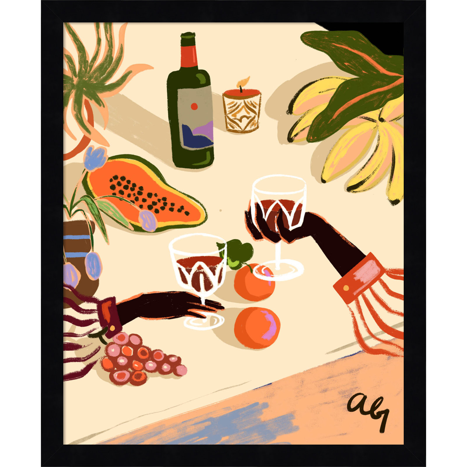 Pritchard "Cheers to You (Wine)" Print, Black, 17" H x 14" W