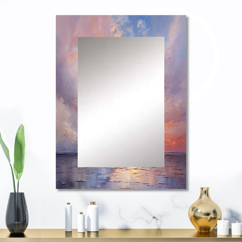 «Sunset Cotton Candy Skies V», miroir mural décoratif, art traditionnel imprimé en métal, 32 po x 24 po