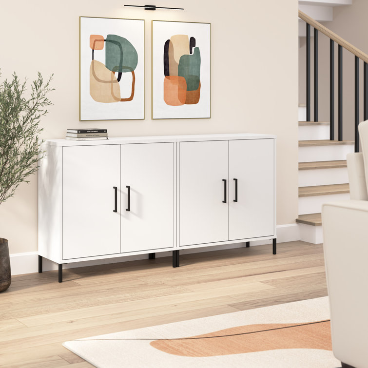Low Storage Cabinet With Doors - Set Of 2