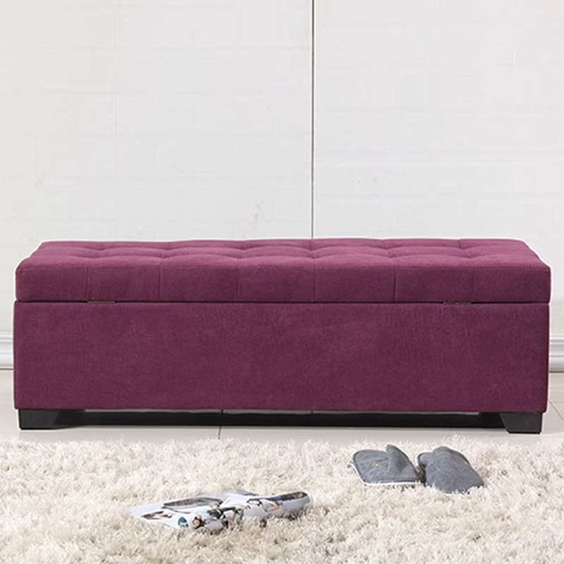 Long banc de rangement en tissu mauve avec rangement en tissu mauve moderne, Mauve, 15.75"H x 55.12"L x 17.72"D