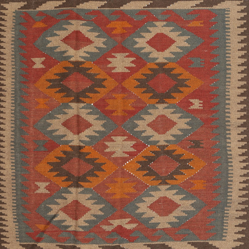Tapis rouge / orange Ima, Carré 4 pi