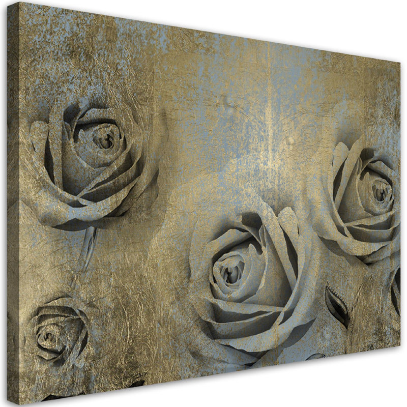 Mural, Golden Roses - Wrapped Canvas Print