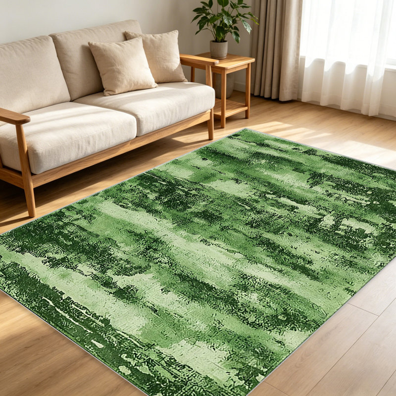 Green Abstract carpet-easy to clean, machine-washable, soft and comfortable; suitable for door mats, kitchens, living rooms, bedrooms, corridors, and laundry areas. Easy to clean, durable carpet for home decoration.