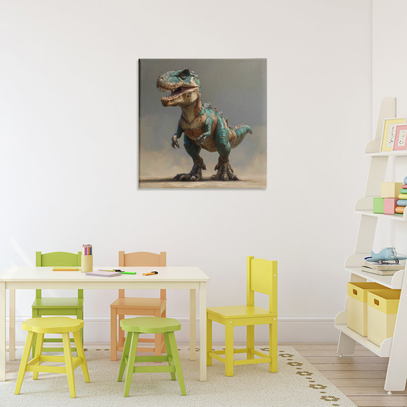 Toile d'étude turquoise T-Rex, design par Wumples, H 24 po x l 24 po