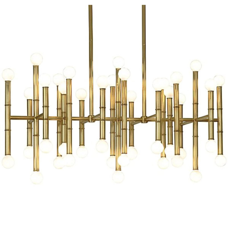 Lustre géométrique rectangulaire clair Meurice, 46” Width x 17" Depth x 17” Height, Acier Inoxydable