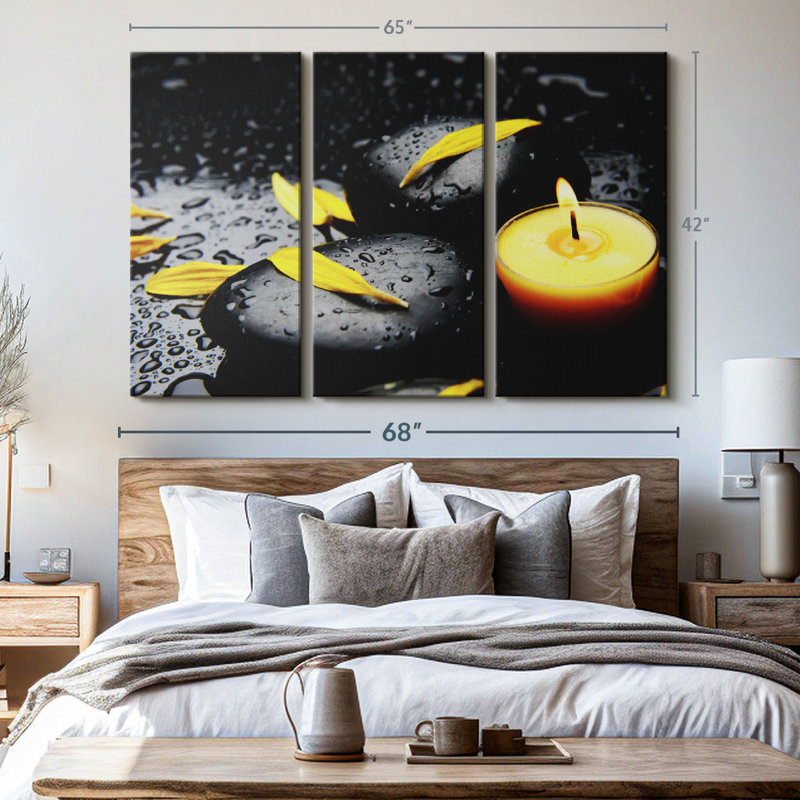 «Zen Dewy Candle», 3 pièces, H 42 po x l 65 po