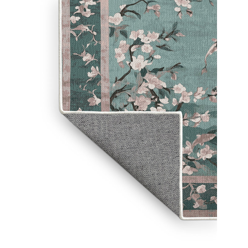 Machine Washable Green Area Rug, Rectangle 7' x 9'