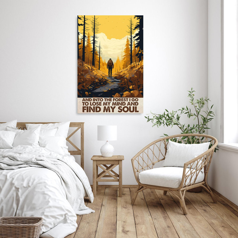 Randonnée pédestre dans la forêt I Go - 1 pièce, impression sur toile tendue, H 20 po x l 16 po x P 1,25 po
