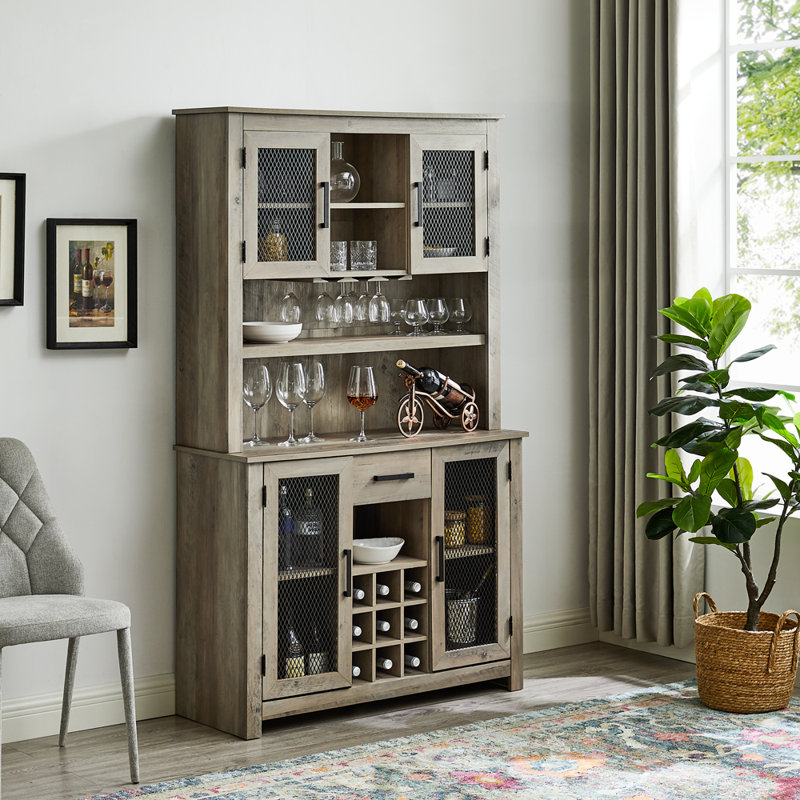 Huche de cuisine avec portes en filet Jill Zarin, Gris