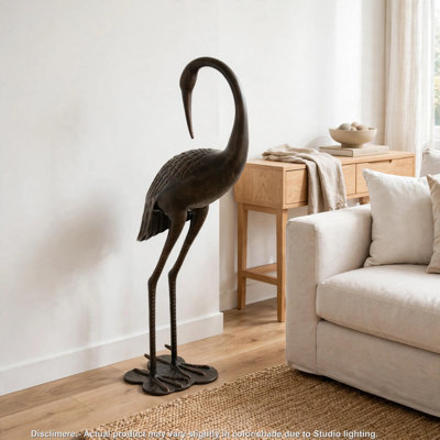 Suol Outdoor Decorative Crane Sculpture, 39 Inch, Shiny Copper Finish Statue