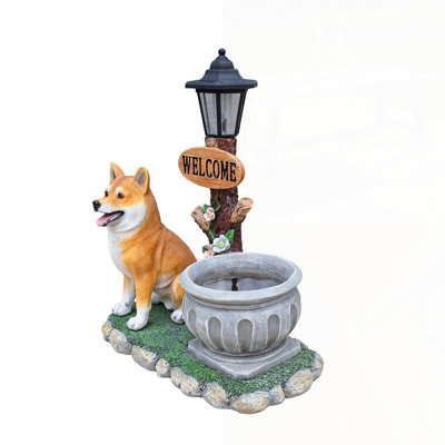 Charming Sitting Akita Dog Planter, Perfect For Adding A Touch Of Whimsy And Greenery To Any Indoor Or Outdoor Space.