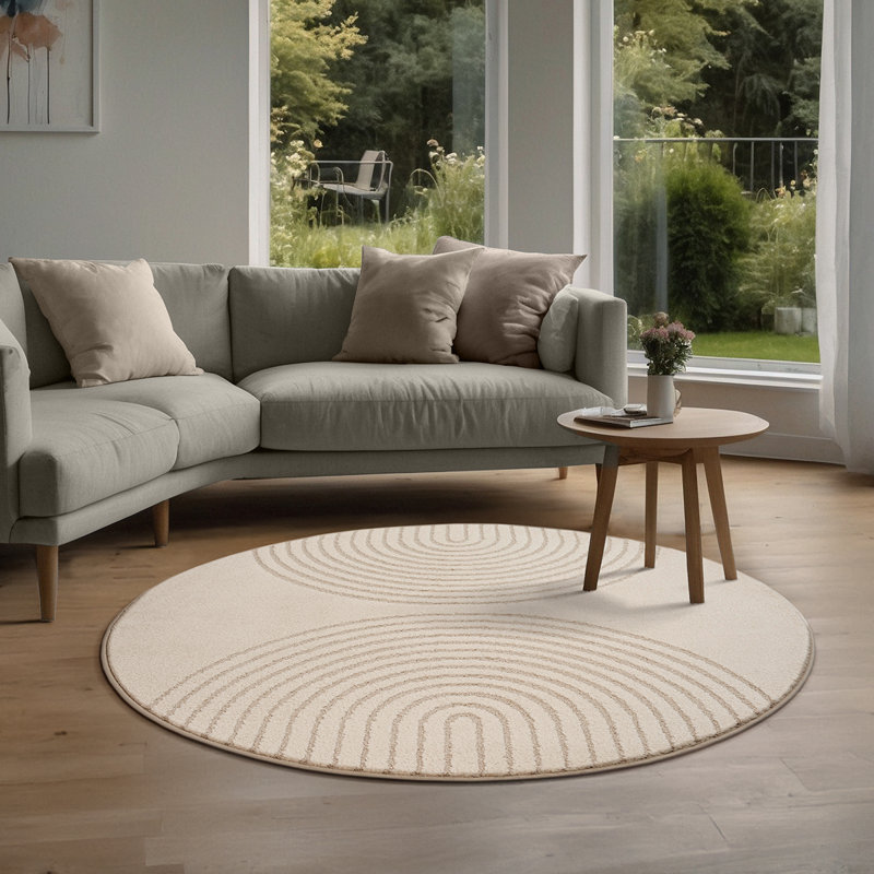 Delhomme Geometric Area Rug, Round 120 cm