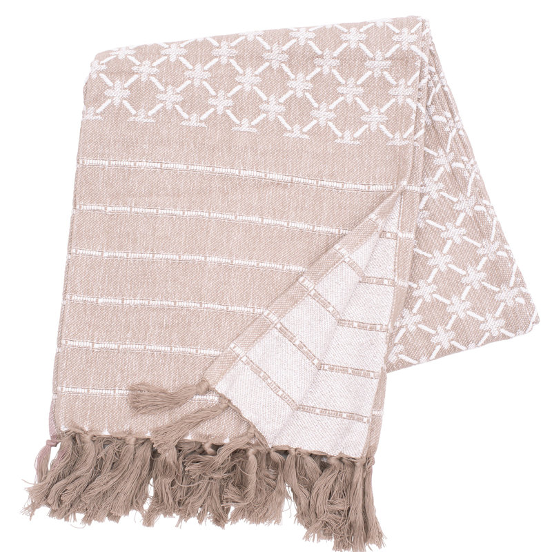 Markle Clay 50" x 60" Cotton Woven Throw Blanket with Fringe
