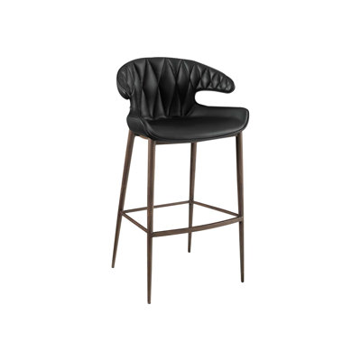 Indoor Metal Barstool  w/ Vinyl Bullhorn-Shaped Back