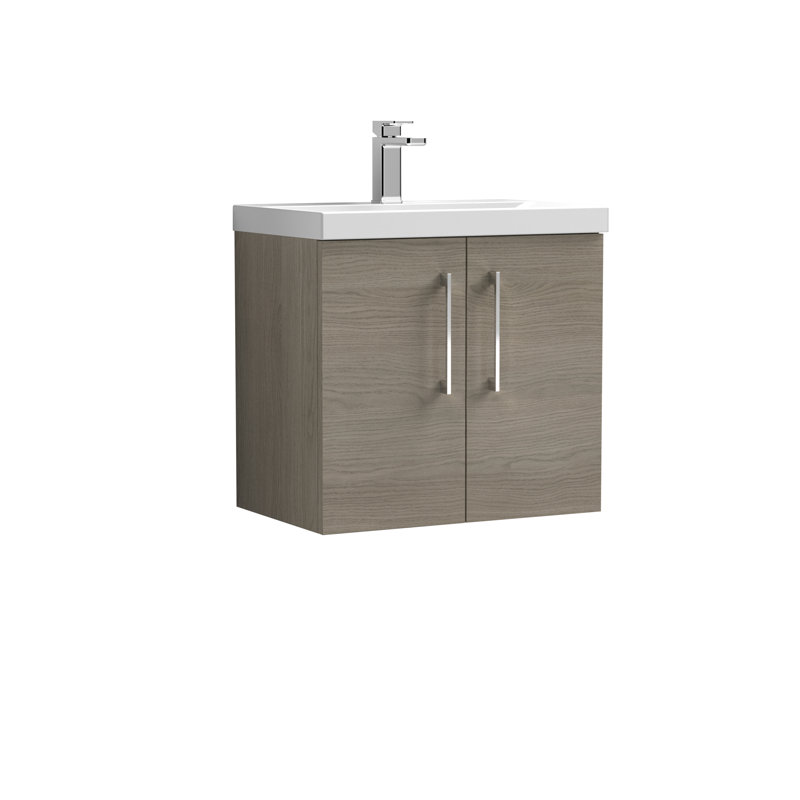 Arno 610mm Single Bathroom Vanity with Integrated Vitreous China Basin, Solace Oak