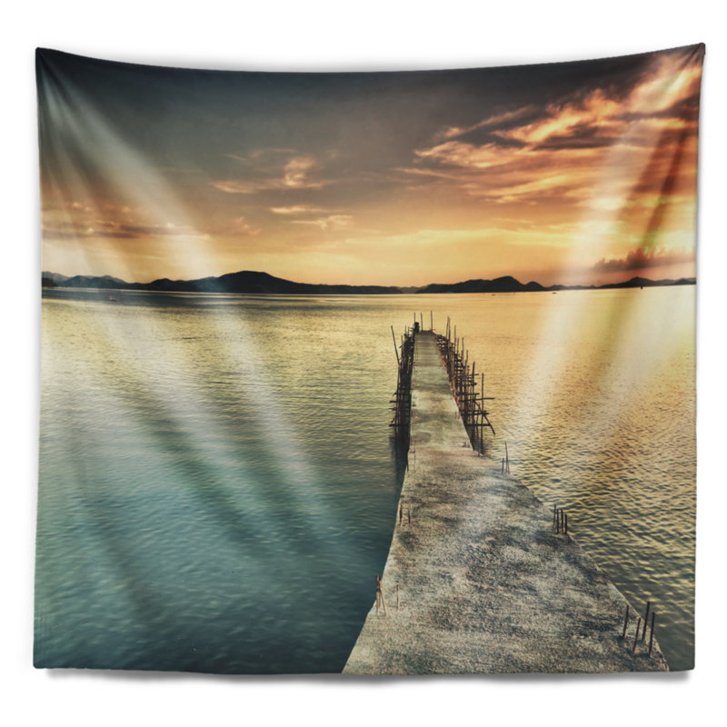 Pont de mer en polyester dans l’tapisserie de l’océan profond avec accessoires suspendus inclus, H 50 po x l 60 po