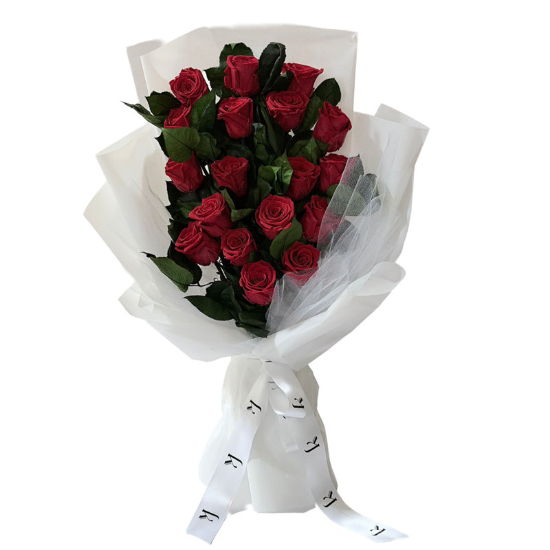 Bouquet de roses rouges préservées, Rouge