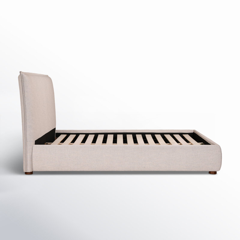 Timothy Upholstered Low Profile Platform Bed, Queen, Wheat Basketweave, 45.5