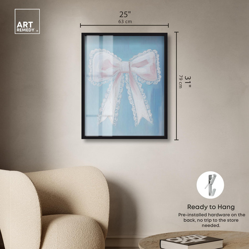«Lace and Ribbon Shadowbox Print» par Art Remedy, 31" H x 25" W, Black