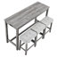 Table de bar industrielle avec prise électrique pour salle à manger - Chaises de salle de jeux recouvertes de lin gris, design ergonomique 4 pièces et surface facile à nettoyer