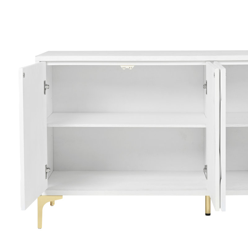 Buffet à 4 portes sans poignée pour la salle à manger, le salon, la chambre à coucher et le couloir (blanc), Blanc