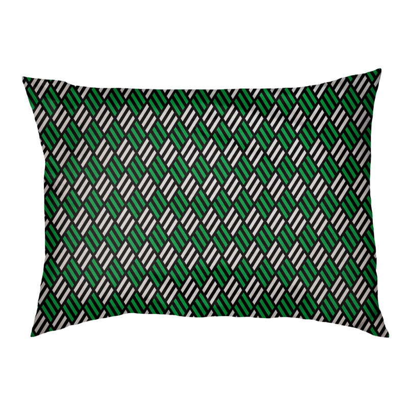 Coussin pour chien à rayures losanges Byrge, Grand (l 42,5 po x P 32,5 po x H 14 po), Noir / vert pâle