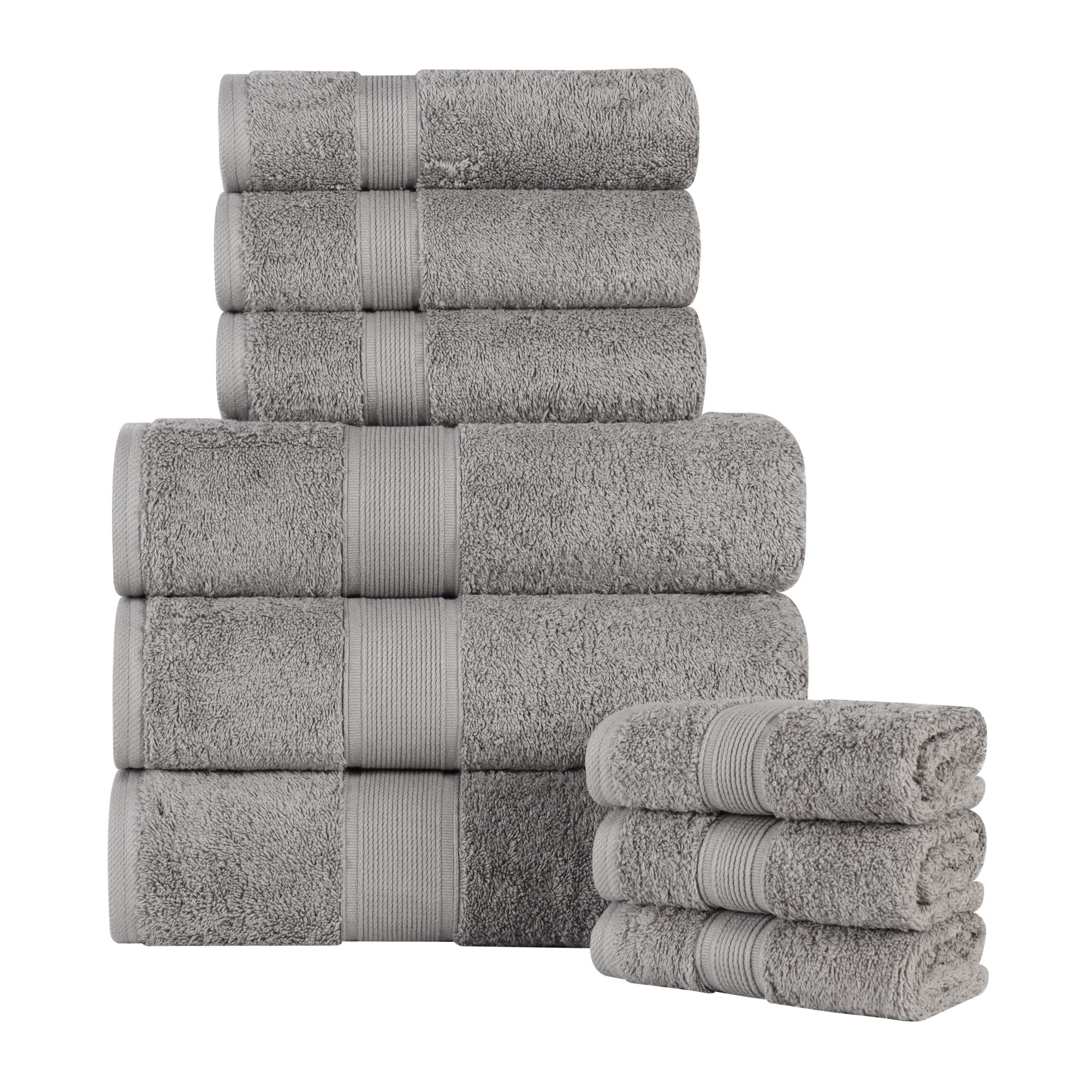 Lyndon Organic Cotton Medium Weight Towel Set, Silver, 9 Piece Set