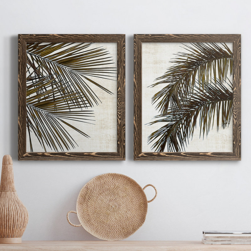 " Palm I " 2 - Pieces Painting Print, Walnut, 27.5" H x 37.5" W x 1" D