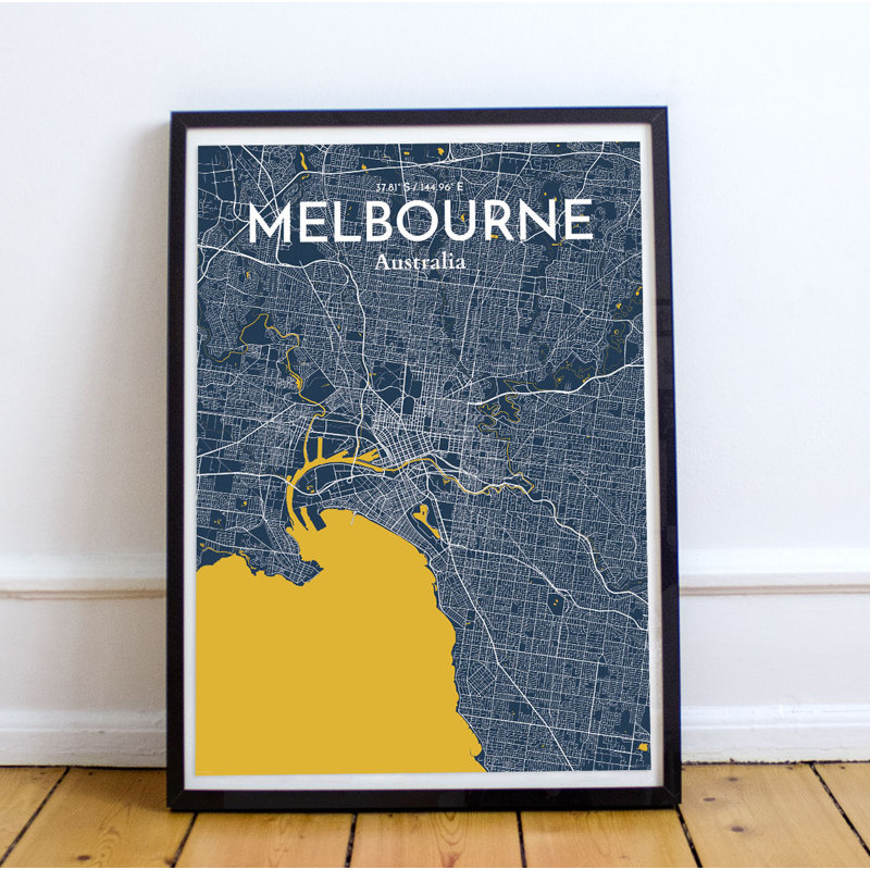 Melbourne City Map - No Frame Print, 43.2cm H x 27.9cm W x 0.13cm D x 0.13cm D