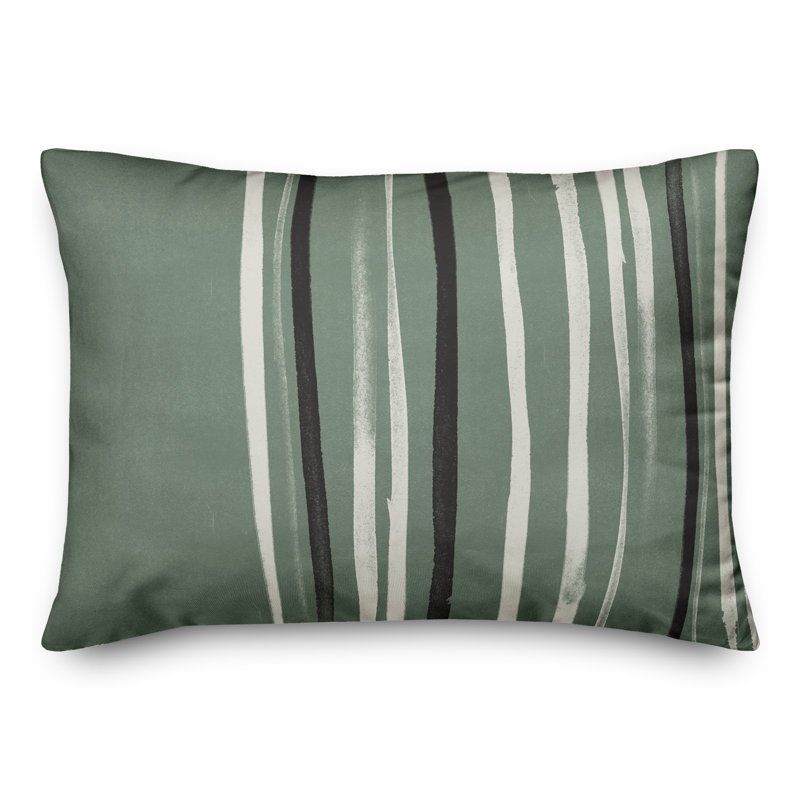 Striped Outdoor Reversible Throw Pillow, Green