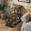 Table de bout étroite à 3 niveaux avec structure en métal, table d'appoint brun rustique avec tablettes ouvertes pour le salon, la chambre à coucher et les petits espaces, assemblage facile