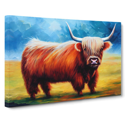 Highland Cow Painting Vol.7 Abstract - Wrapped Canvas Graphic Art
