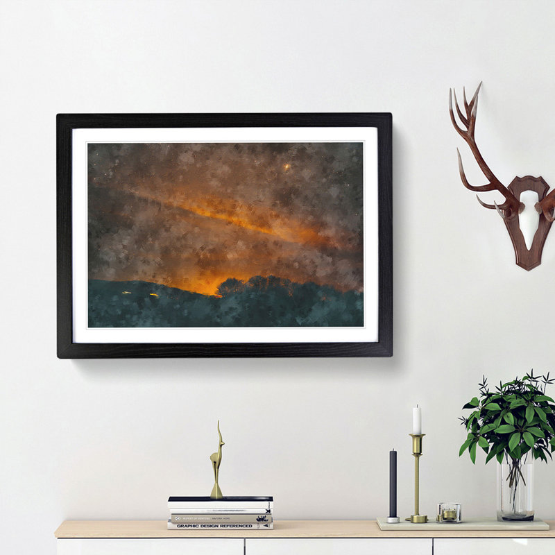 Orange Sky - Picture Frame Graphic Art Print, 45cm H x 63cm W x 2cm D, Black Framed