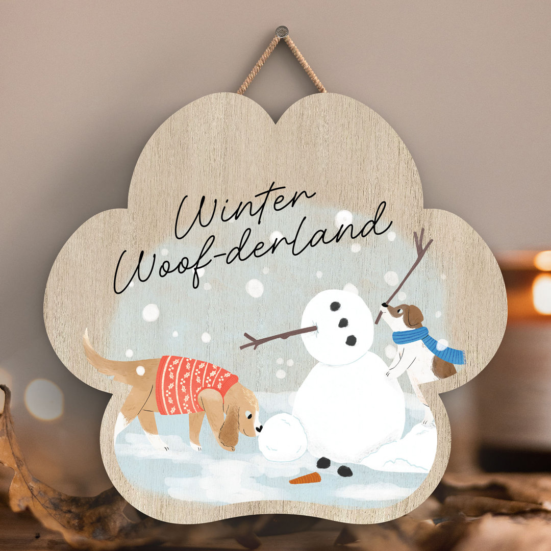 Winter Woof-derland Santa Paws Wooden Plaque Pawprint Vivid Squid Wholesale Wall Decor