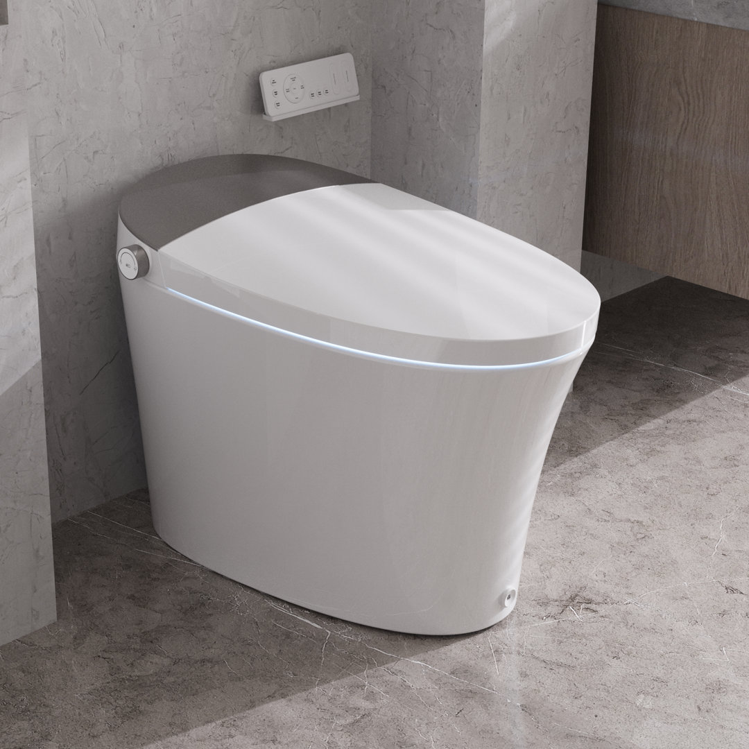 Elongated Smart Bidet Toilet Tankless, Foot Kick & Blackout Flush, Warm Wash, Night Light, Advanced DeerValley