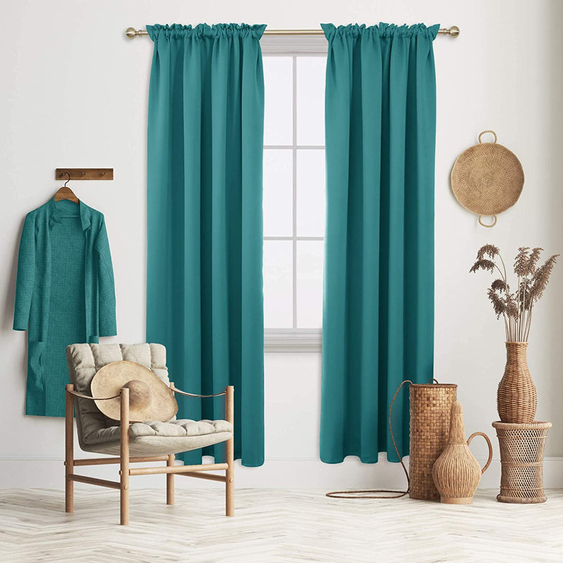 Peniste Room Darkening Curtain Pair, 52" W x 84" L, Turquoise